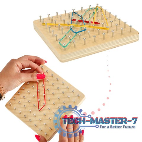 Geoboard geoplan drewniana układanka tworzenie kształtów z gumek Geoboard geoplan drewniana układanka tworzenie kształtów z gumek