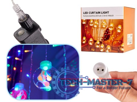 Lampki LED kurtyna kule wiszące świąteczne choinkowe 3m 108LED multikolor ze złączem 8 trybów świecenia Lampki LED kurtyna kule wiszące świąteczne choinkowe 3m 108LED multikolor ze złączem 8 trybów świecenia
