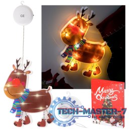 Lampki LED wisząca ozdoba dekoracja okna świąteczna przyssawka renifer
