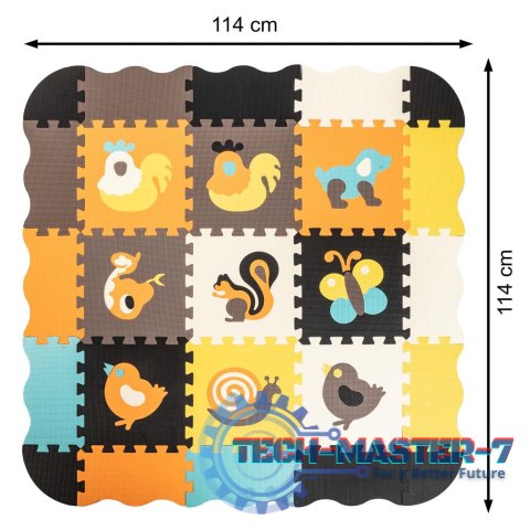 Mata edukacyjna piankowa puzzle zwierzątka kolorowa 114 x 114 cm 25 elementów Mata edukacyjna piankowa puzzle zwierzątka kolorowa 114 x 114 cm 25 elementów