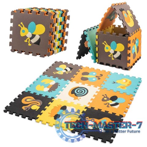 Mata edukacyjna piankowa puzzle zwierzątka kolorowa 85 x 85 cm 9 elementów Mata edukacyjna piankowa puzzle zwierzątka kolorowa 85 x 85 cm 9 elementów