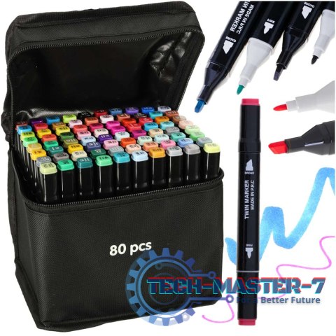 Markery dwustronne alkoholowe w etui 80 sztuk Markery dwustronne alkoholowe w etui 80 sztuk