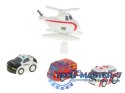 Tor przeszkód interaktywny samochodowy wyścigi parking 4 pojazdy auto radiowóz ambulans helikopter