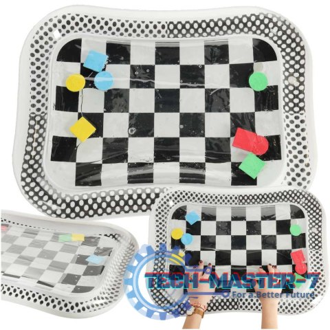 Mata wodna sensoryczna dmuchana dla niemowląt kontrastowa czarno-biała szachownica XXL 65x50 cm Mata wodna sensoryczna dmuchana dla niemowląt kontrastowa czarno-biała szachownica XXL 65x50 cm