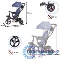 Rowerek trójkołowy Trike Fix Lite 3w1 z daszkiem obracany regulowany spacerówka prowadnik pasy granatowy