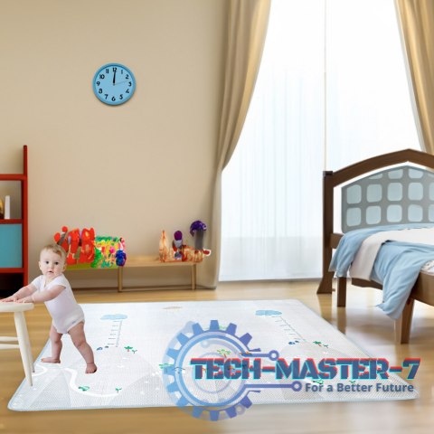 Mata edukacyjna piankowa miarka wzrostu szara 200 x 180 cm Mata edukacyjna piankowa miarka wzrostu szara 200 x 180 cm
