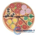 Pizza drewniany zestaw do zabawy na rzep akcesoria łopatka nóż talerz nauka krojenia 20cm