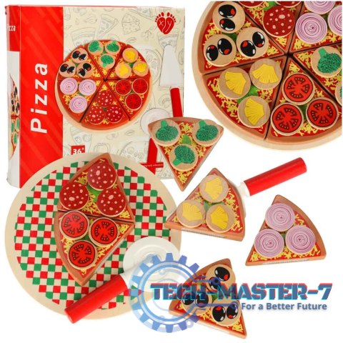 Pizza drewniany zestaw do zabawy na rzep akcesoria łopatka nóż talerz nauka krojenia 20cm Pizza drewniany zestaw do zabawy na rzep akcesoria łopatka nóż talerz nauka krojenia 20cm