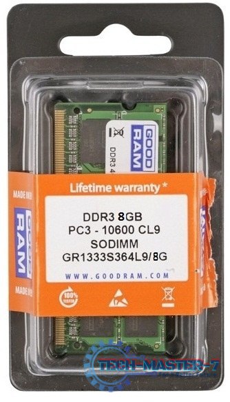 Pamięć GOODRAM (SODIMM/DDR3/8 GB/1333MHz/9 CLCL/SINGLE) Pamięć GOODRAM (SODIMM/DDR3/8 GB/1333MHz/9 CLCL/SINGLE)