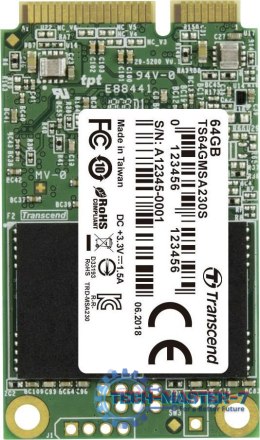 Dysk SSD TRANSCEND TS64GMSA230S 230S (mSATA″ /64 GB /Serial ATA 600 /550MB/s /400MB/s)