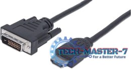 MANHATTAN HDMI (męski) - DVI-D 24+1 (męski) 1.8 m 1.8m /s1x HDMI (wtyk) DVI-D 24+1 (wtyk)