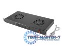 Panel wentylacyjny LCD poziomy 1U z termostatem do szaf, 19 cali, 2 wentylatory, 230V, czarny