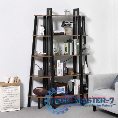 Regał w stylu rustykalnym 5 półek metalowy stelaż loft LEOBERT Regał w stylu rustykalnym 5 półek metalowy stelaż loft LEOBERT