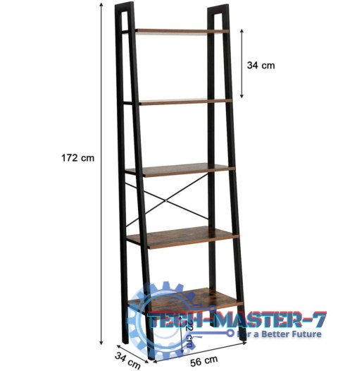 Regał w stylu rustykalnym 5 półek metalowy stelaż loft LEOBERT Regał w stylu rustykalnym 5 półek metalowy stelaż loft LEOBERT