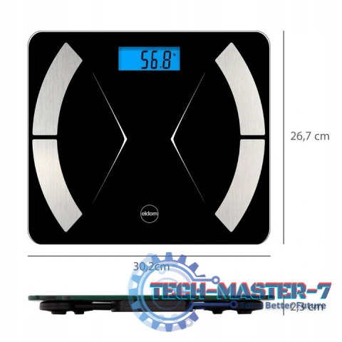 Inteligentna waga łazienkowa bluetooth Eldom TWO500 czarna ELDOM Inteligentna waga łazienkowa bluetooth Eldom TWO500 czarna ELDOM