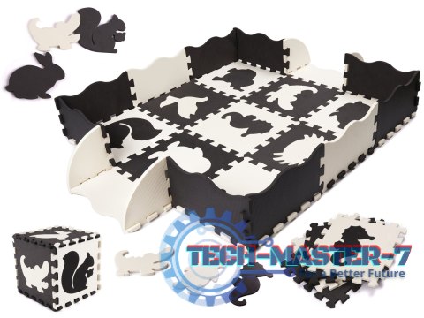 Mata edukacyjna piankowa puzzle 114 x 114 x 1 cm czarna 25 elementów Mata edukacyjna piankowa puzzle 114 x 114 x 1 cm czarna 25 elementów