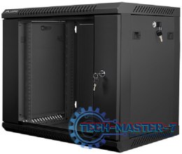 Szafa instalacyjna wisząca 19'' 9U 600X450mm czarna (drzwi szklane)