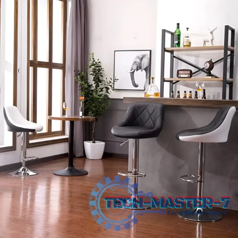 Hoker stołek barowy obrotowy podnóżek regulacja wysokości chrom ekoskóra ModernHome Hoker stołek barowy obrotowy podnóżek regulacja wysokości chrom ekoskóra ModernHome