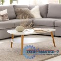 Nowoczesny stolik kawowy półka drewniane nogi biały ModernHome ModernHome Nowoczesny stolik kawowy półka drewniane nogi biały ModernHome ModernHome