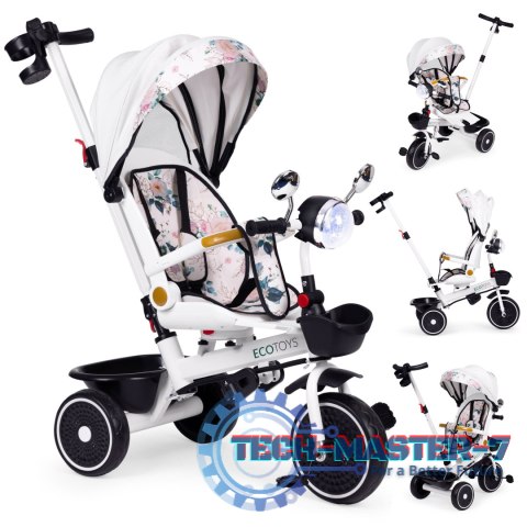 Rowerek trójkołowy dla dzieci spacerówka obracane siedzisko pchacz daszek ECOTOYS ECOTOYS Rowerek trójkołowy dla dzieci spacerówka obracane siedzisko pchacz daszek ECOTOYS ECOTOYS