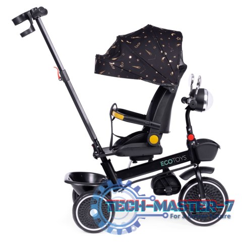 Rowerek trójkołowy dla dzieci spacerówka obracane siedzisko pchacz czarny ECOTOYS ECOTOYS Rowerek trójkołowy dla dzieci spacerówka obracane siedzisko pchacz czarny ECOTOYS ECOTOYS