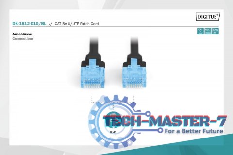 Patch cord U/UTP kat.5e PVC 1m czarny Patch cord U/UTP kat.5e PVC 1m czarny