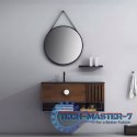 Okrągłe lustro ścienne 60 cm wiszące na pasku nowoczesne czarna rama ModernHome ModernHome