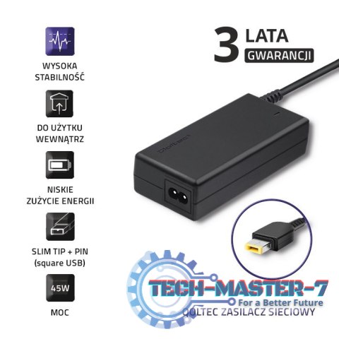 Zasilacz do Lenovo 45W | 20V | 2.25A | Slim Tip + pin Zasilacz do Lenovo 45W | 20V | 2.25A | Slim Tip + pin