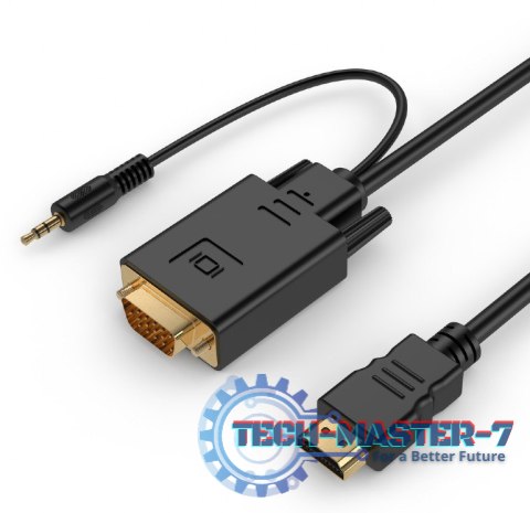 Konwerter HDMI do VGA mini Jack 1.8 m czarny Konwerter HDMI do VGA mini Jack 1.8 m czarny