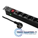 Listwa zasilająca do RACK 19cali | 1U | 6A | PDU | 6xSCHUKO | 2m Listwa zasilająca do RACK 19cali | 1U | 6A | PDU | 6xSCHUKO | 2m