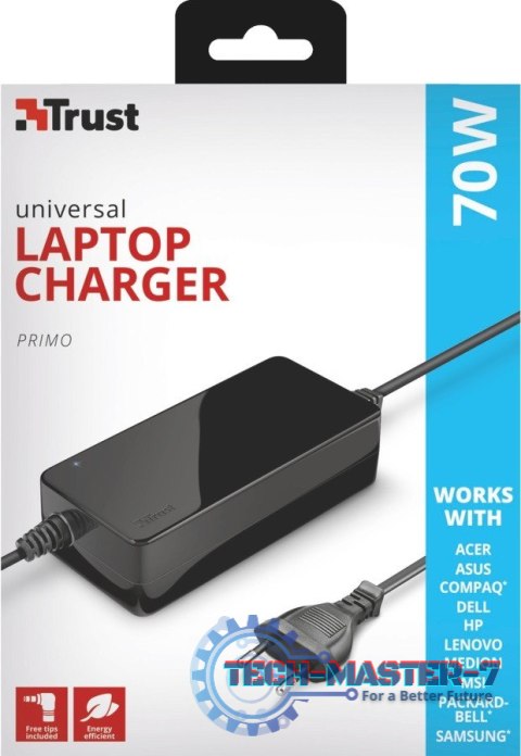 Zasilacz do laptopa Primo 70W czarny Zasilacz do laptopa Primo 70W czarny