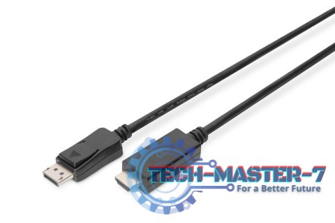 Kabel adapter DisplayPort 1.2 z zatrzaskiem 4K 60Hz UHD Typ DP/HDMI A M/M czarny 3m Kabel adapter DisplayPort 1.2 z zatrzaskiem 4K 60Hz UHD Typ DP/HDMI A M/M czarny 3m