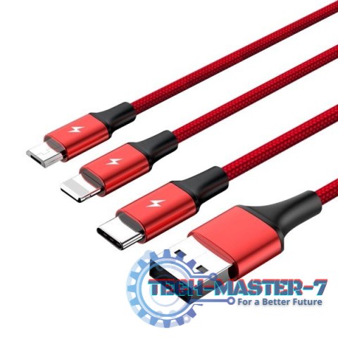 Kabel ładujący 3-in-1 USB - USB-C/microUSB/Lightning, 1,2m; C4049RD Kabel ładujący 3-in-1 USB - USB-C/microUSB/Lightning, 1,2m; C4049RD