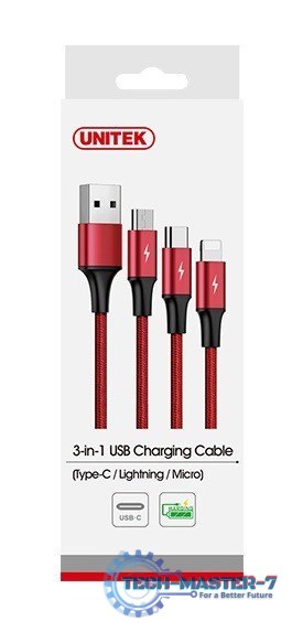 Kabel ładujący 3-in-1 USB - USB-C/microUSB/Lightning, 1,2m; C4049RD Kabel ładujący 3-in-1 USB - USB-C/microUSB/Lightning, 1,2m; C4049RD