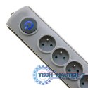 Listwa antyprzepięciowa Quick Switch, 8 gniazd, 1,8m, szara Listwa antyprzepięciowa Quick Switch, 8 gniazd, 1,8m, szara