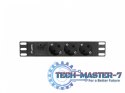 Listwa zasilająca Rack PDU 10 cali 1U 3x Schuko 2m 10A czarna C14 Listwa zasilająca Rack PDU 10 cali 1U 3x Schuko 2m 10A czarna C14