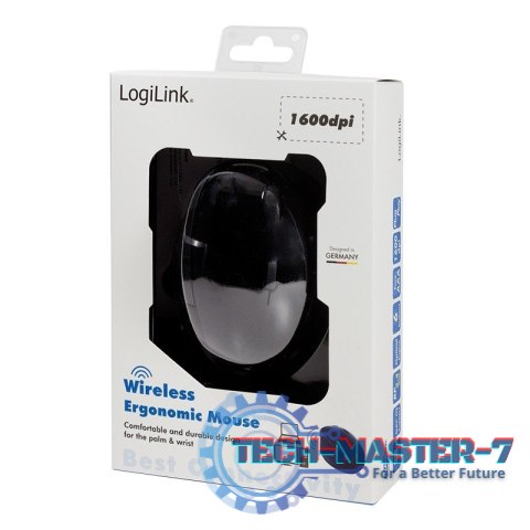 Radiowa mysz optyczna 2.4GHz 1600dpi czarna ergonomiczna Radiowa mysz optyczna 2.4GHz 1600dpi czarna ergonomiczna