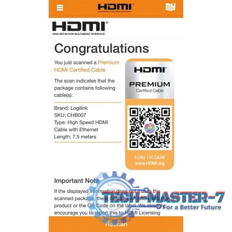 Kabel premium HDMI Ultra HD, 7.5m Kabel premium HDMI Ultra HD, 7.5m
