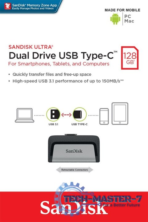Pendrive Ultra Dual Drive 128GB USB 3.1 Type-C 150MB/s Pendrive Ultra Dual Drive 128GB USB 3.1 Type-C 150MB/s
