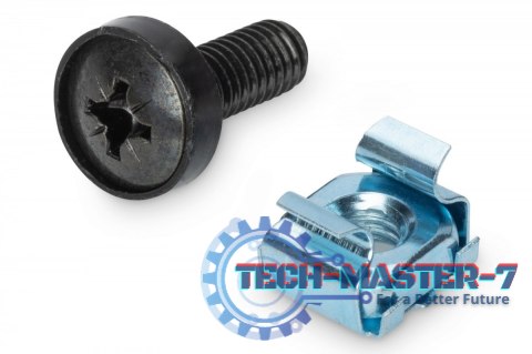 Śruby montażowe M6 19.8mm, nakrętki i podkładki do komponentów RACK 10" i 19" zestaw 50szt. czarne Śruby montażowe M6 19.8mm, nakrętki i podkładki do komponentów RACK 10" i 19" zestaw 50szt. czarne