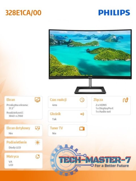 Monitor 328E1CA 31.5 cala Curved VA 4K HDMIx2 DP Monitor 328E1CA 31.5 cala Curved VA 4K HDMIx2 DP