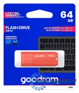 Pendrive UME3 64GB USB 3.0 Pomarańczowy