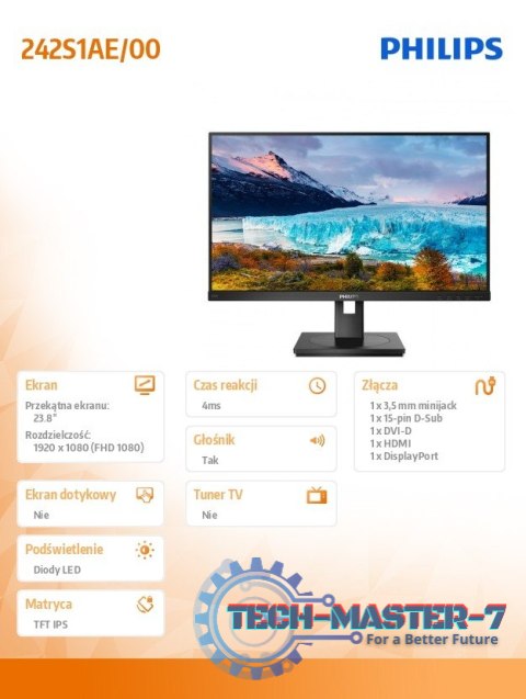 Monitor 242S1AE 23.8 IPS DVI HDMI DP Pivot Monitor 242S1AE 23.8 IPS DVI HDMI DP Pivot