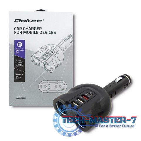 Samochodowy rozdzielacz gniazda zapalniczki 12-24V | 52W | 2.4A |2xUSB | USB QC 3.0 | USB-C PD | 2xgniazdo zapalniczki Samochodowy rozdzielacz gniazda zapalniczki 12-24V | 52W | 2.4A |2xUSB | USB QC 3.0 | USB-C PD | 2xgniazdo zapalniczki
