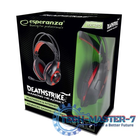 Słuchawki z mikrofonem gaming Deathstrike Czerwone Słuchawki z mikrofonem gaming Deathstrike Czerwone