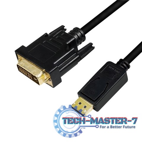 Kabel DisplayPort 1.2 do DVI 24+1, 1m, Czarny Kabel DisplayPort 1.2 do DVI 24+1, 1m, Czarny