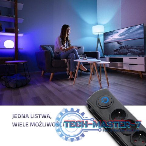 Listwa antyprzepięciowa 5 gniazd | 1.8m | Czarna Listwa antyprzepięciowa 5 gniazd | 1.8m | Czarna