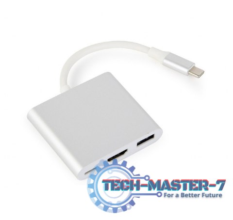 Adapter USB typ C srebrny USB C, USB A 3.0, HDMI Adapter USB typ C srebrny USB C, USB A 3.0, HDMI