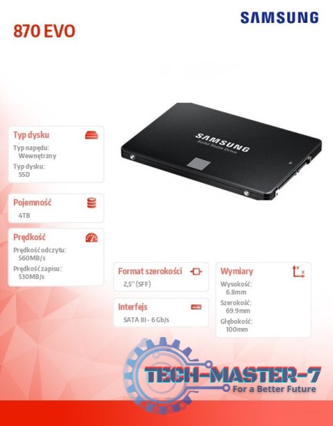 Dysk SSD 870EVO MZ-77E4T0B/EU 4TB Dysk SSD 870EVO MZ-77E4T0B/EU 4TB