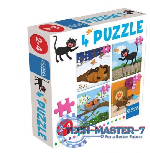 Puzzle z kotem 4 ,6,9,12 elementów Puzzle z kotem 4 ,6,9,12 elementów